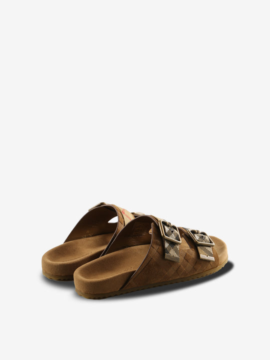 Brown sandals, back view