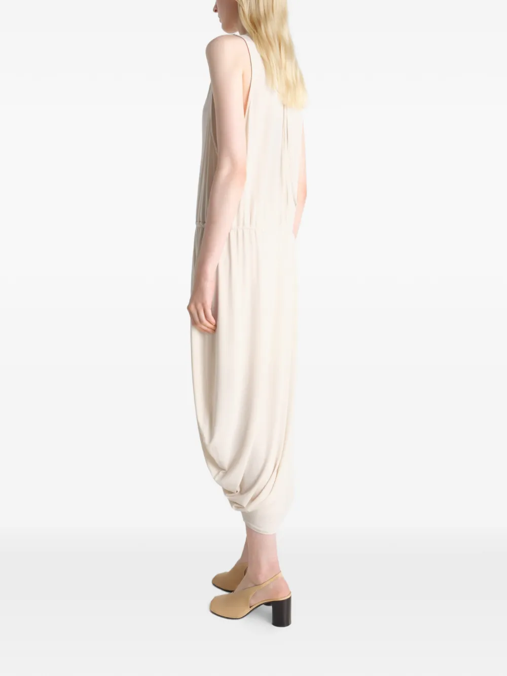Tan dress, full body view