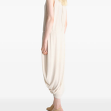 Tan dress, full body view
