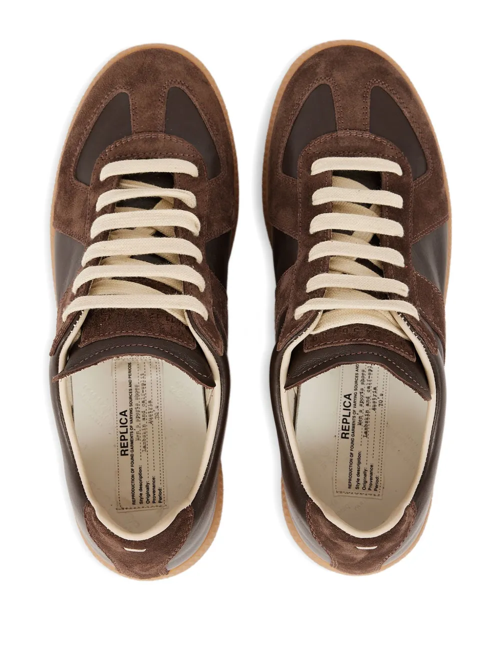 Brown sneakers, top view