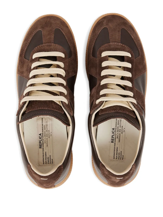 Brown sneakers, top view