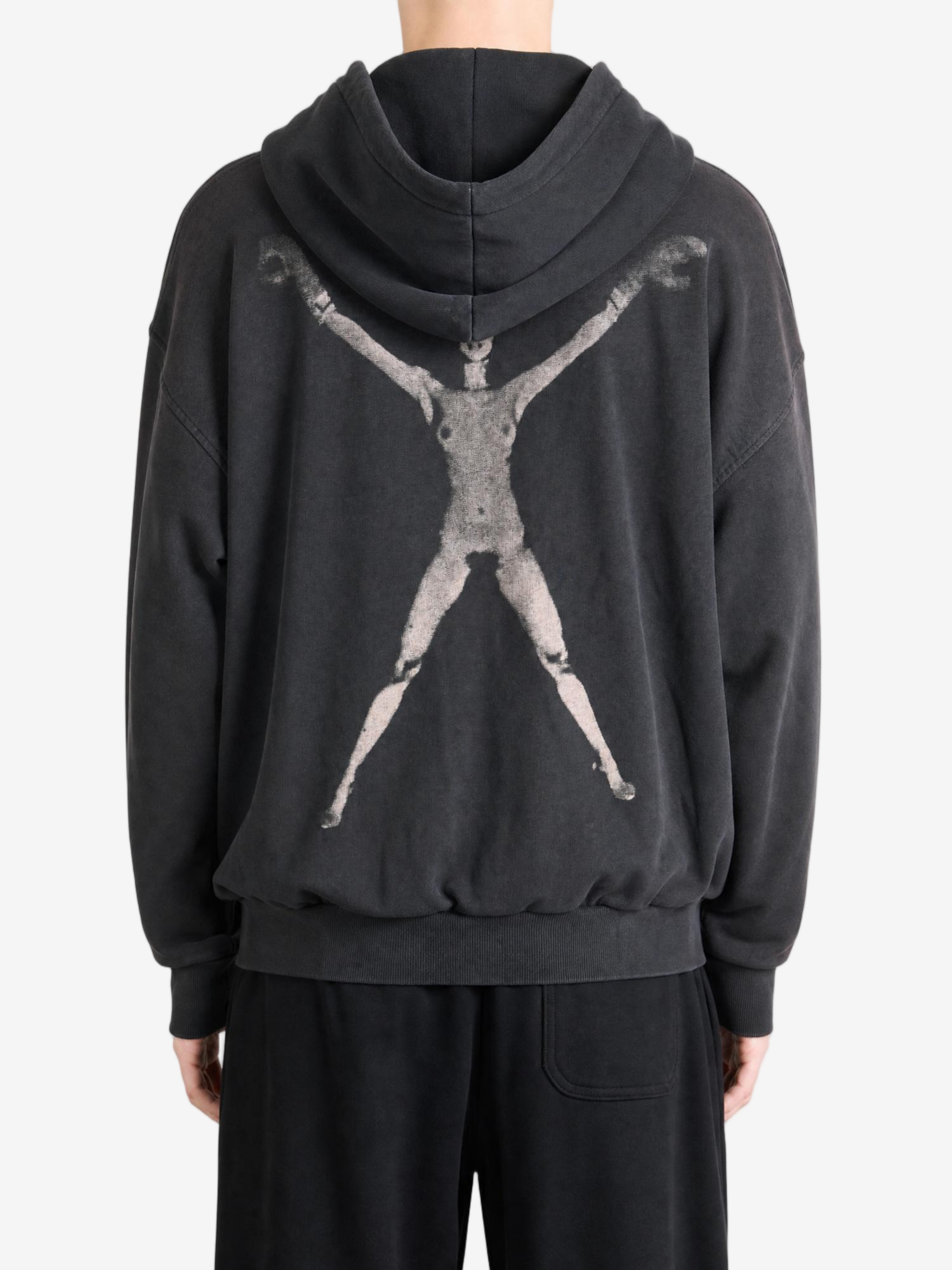 Black hoodie, full body view