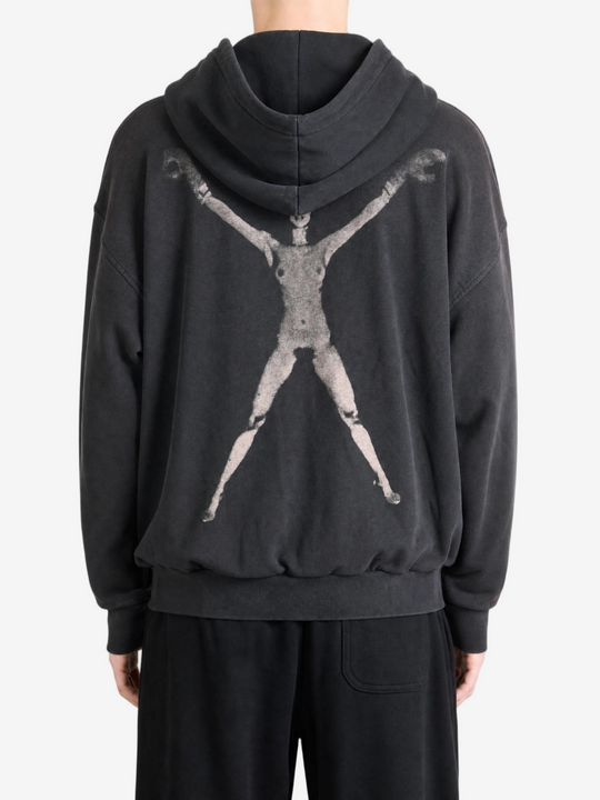 Black hoodie, full body view
