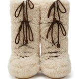 Tan boots, front view