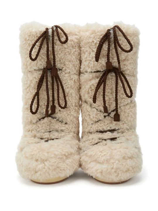 Tan boots, front view