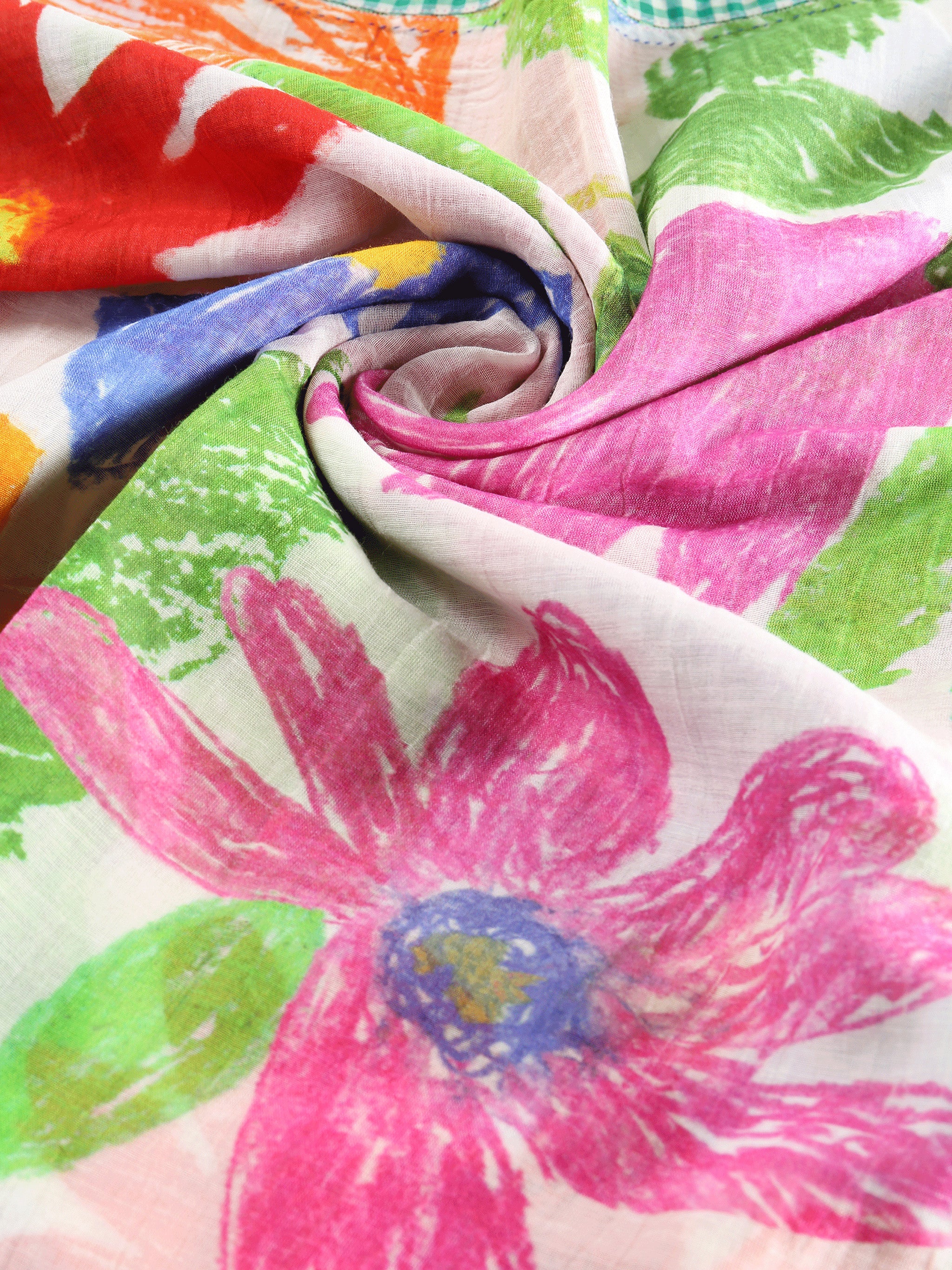 Close up of white scarf, showing texture of the Cotton and  Silk fabric
