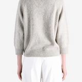 Grey knitwear, full body view