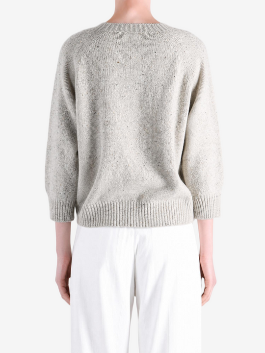 Grey knitwear, full body view