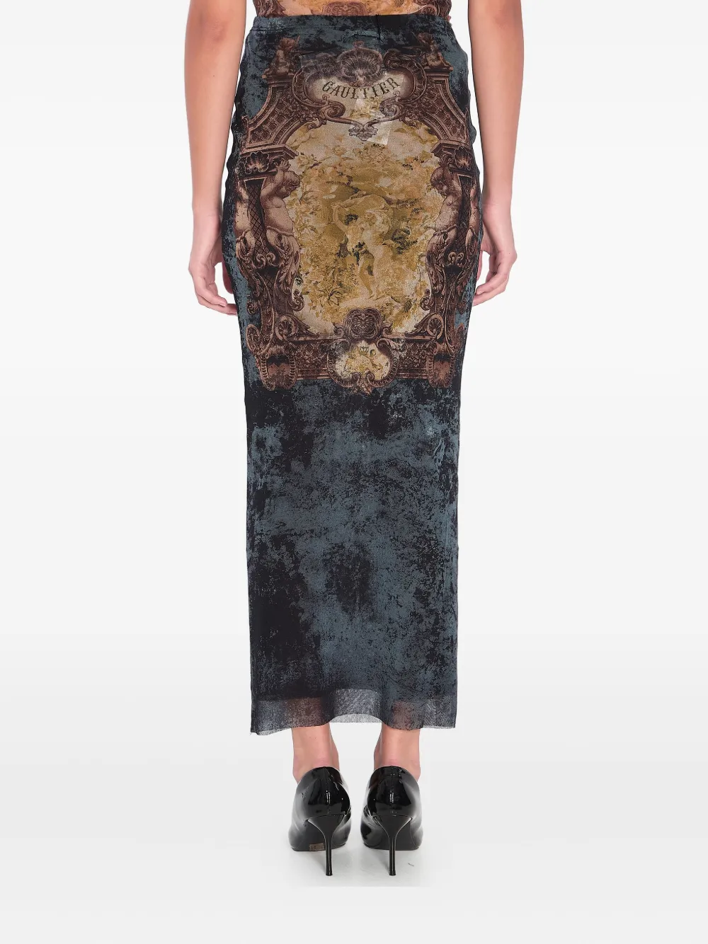 Black skirt worn by a person, showing the skirt fit