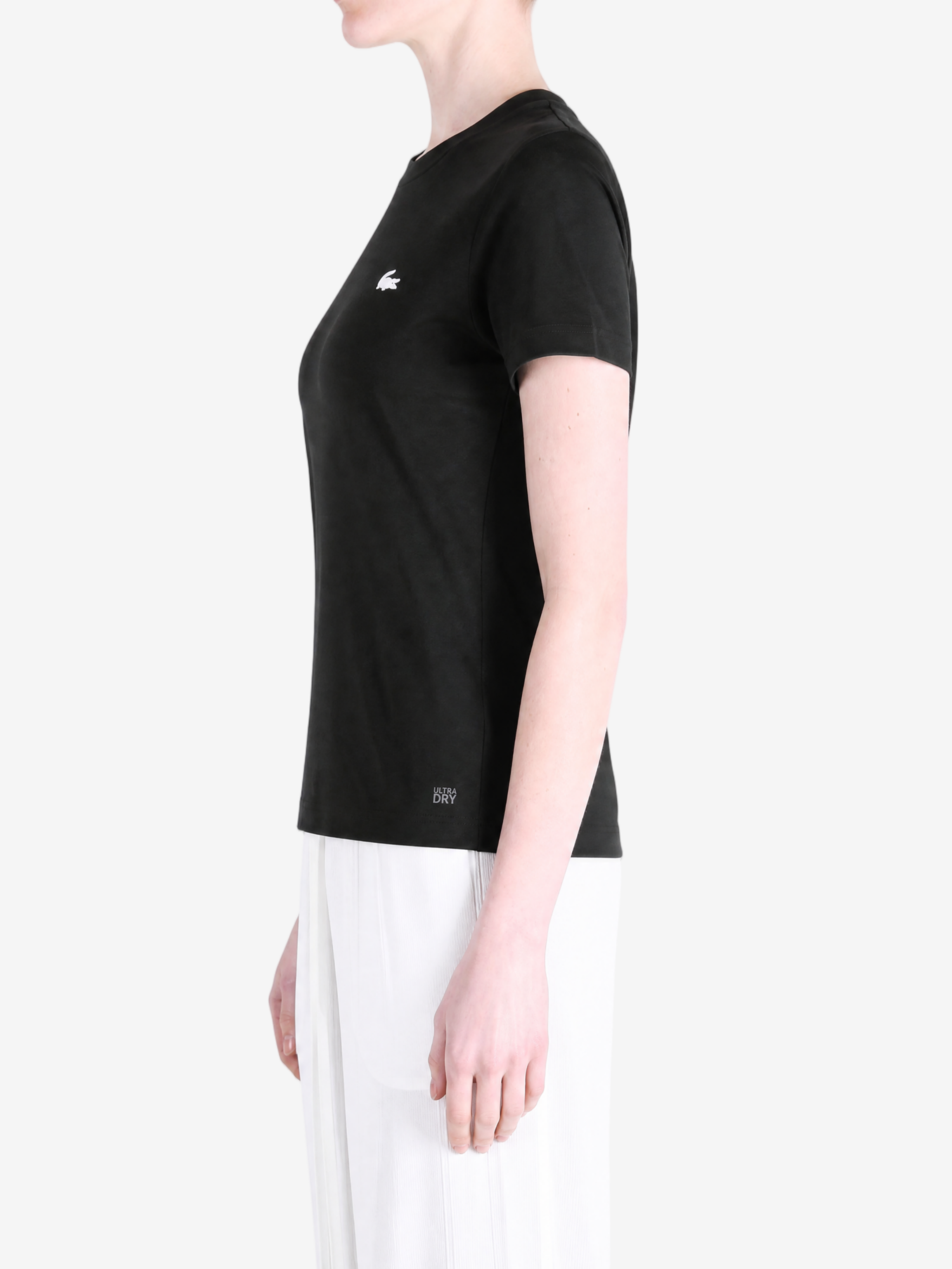 Black t-shirt worn by a person, showing the t-shirt fit