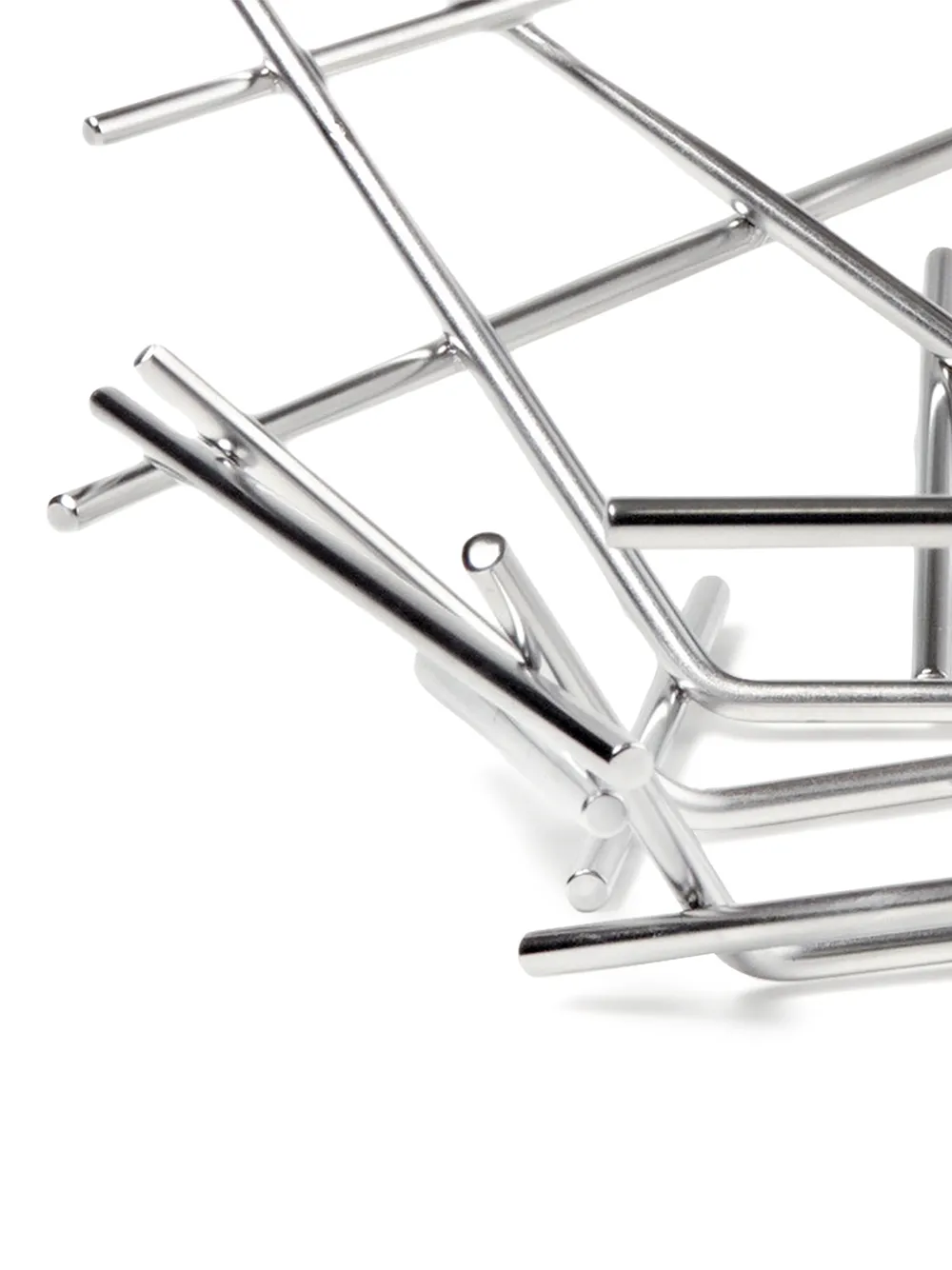 Close up of grey basket showing texture of the steel fabric