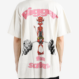 Tan t-shirt, full body view