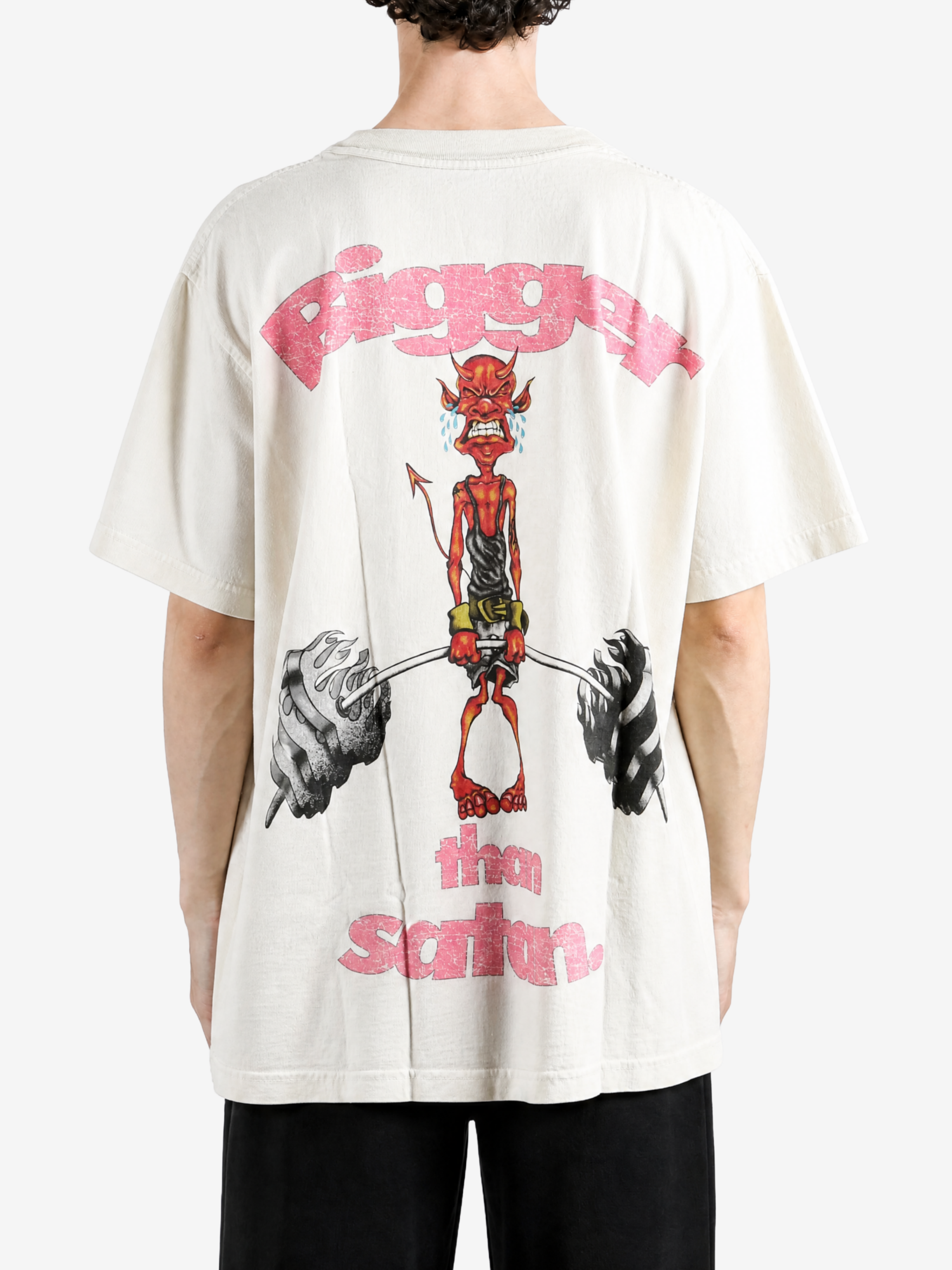 Tan t-shirt, full body view