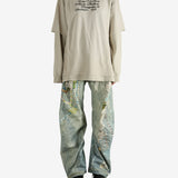 Tan hoodie, full body view