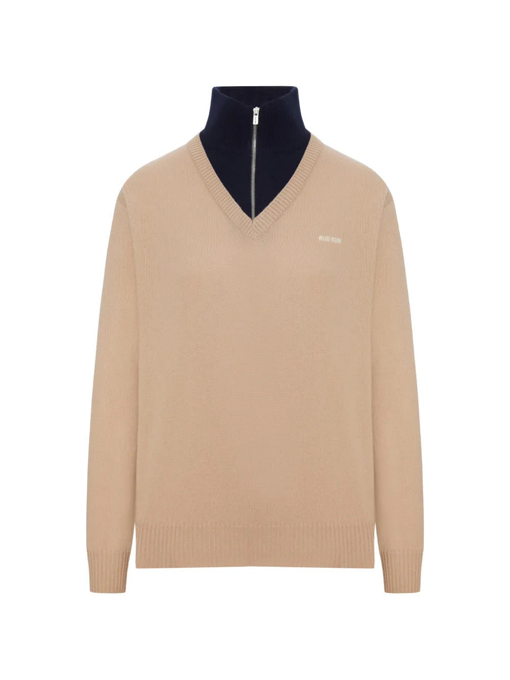 Tan knitwear, front view