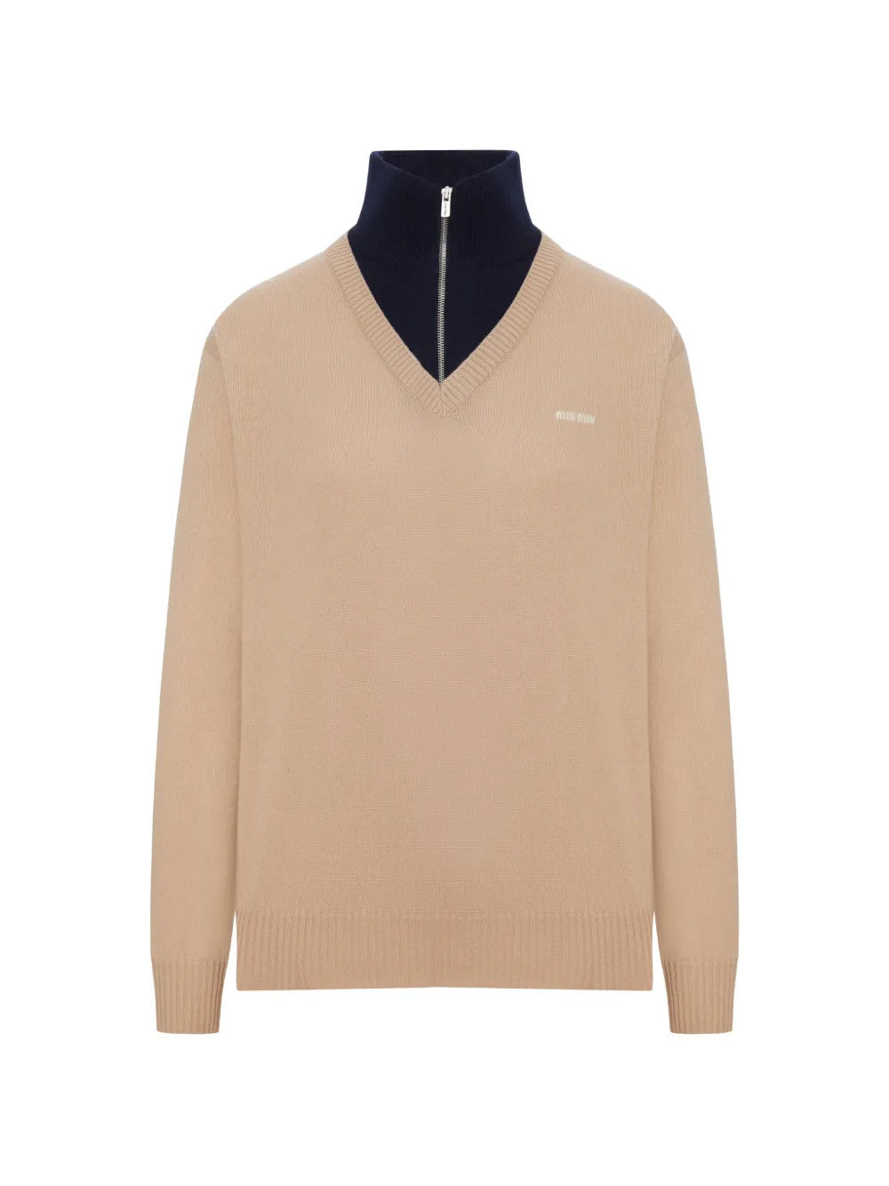 Tan knitwear, front view
