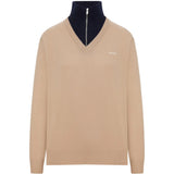 Tan knitwear, front view