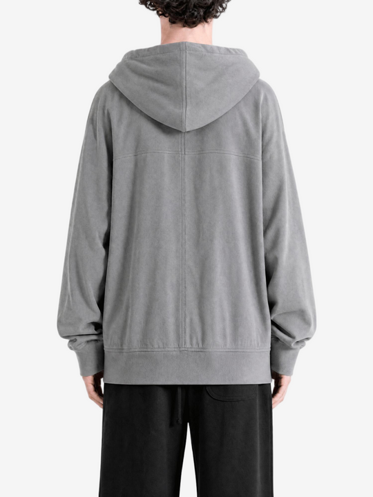 Grey t-shirt, full body view