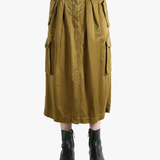 Brown skirt worn by a person, showing the skirt fit