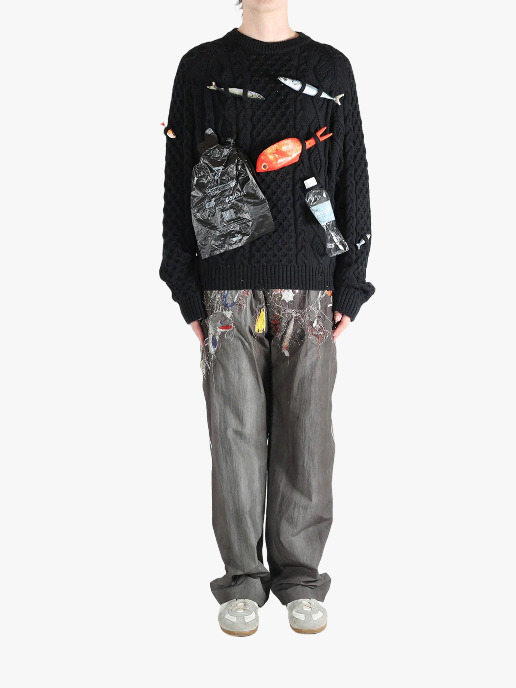 Black knitwear, full body view