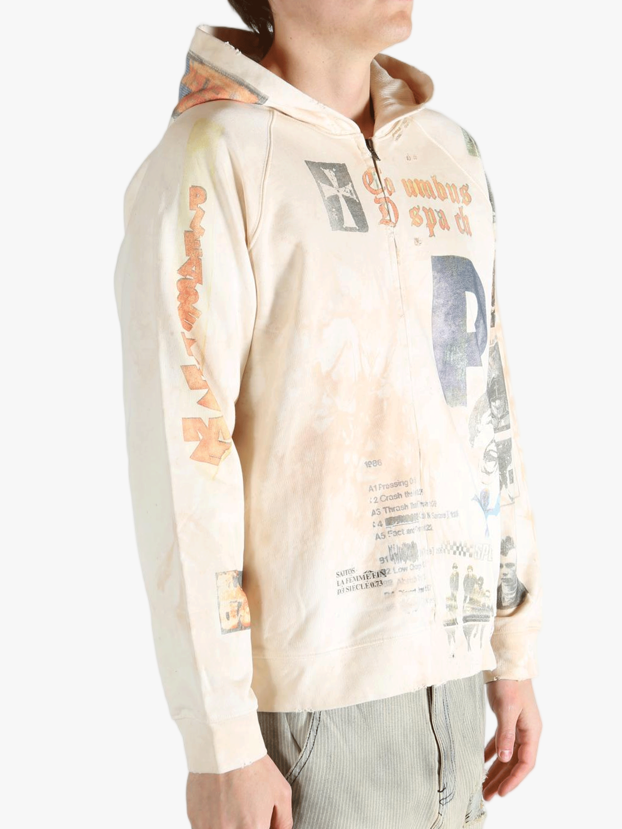 Tan hoodies worn by a person, showing the hoodies fit