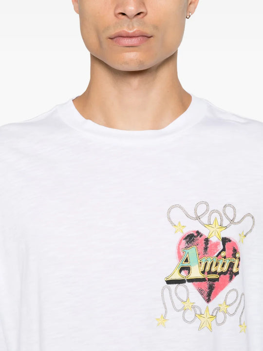 White t-shirt worn by a person, showing the t-shirt fit