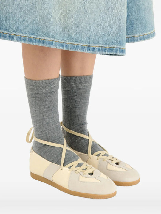 Tan shoes, front view