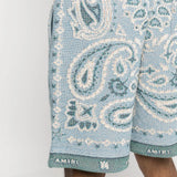 Blue shorts worn by a person, showing the shorts fit