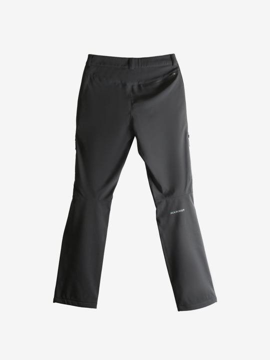 Black pants, back view showing drawstring hem