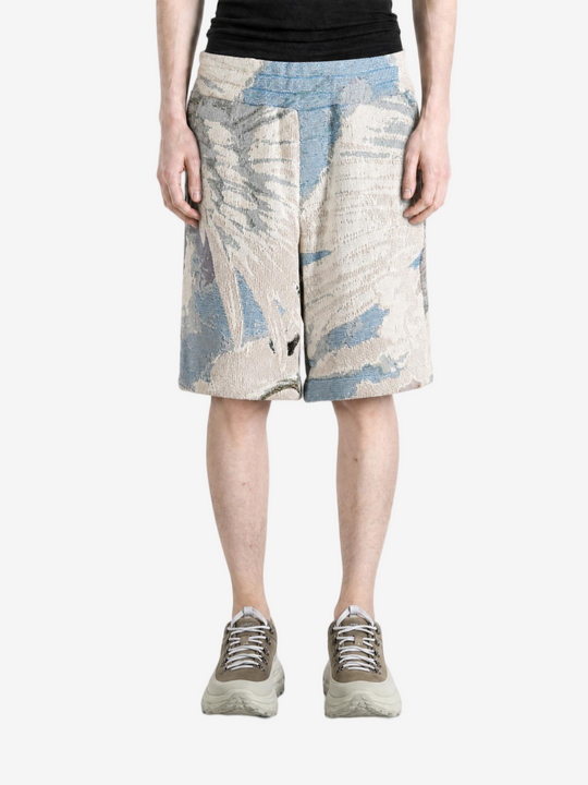 Blue shorts, full body view