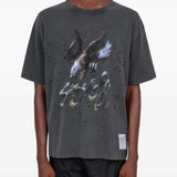 Black t-shirt, full body view