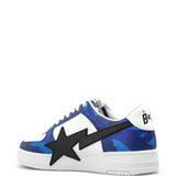 Blue sneakers, back view