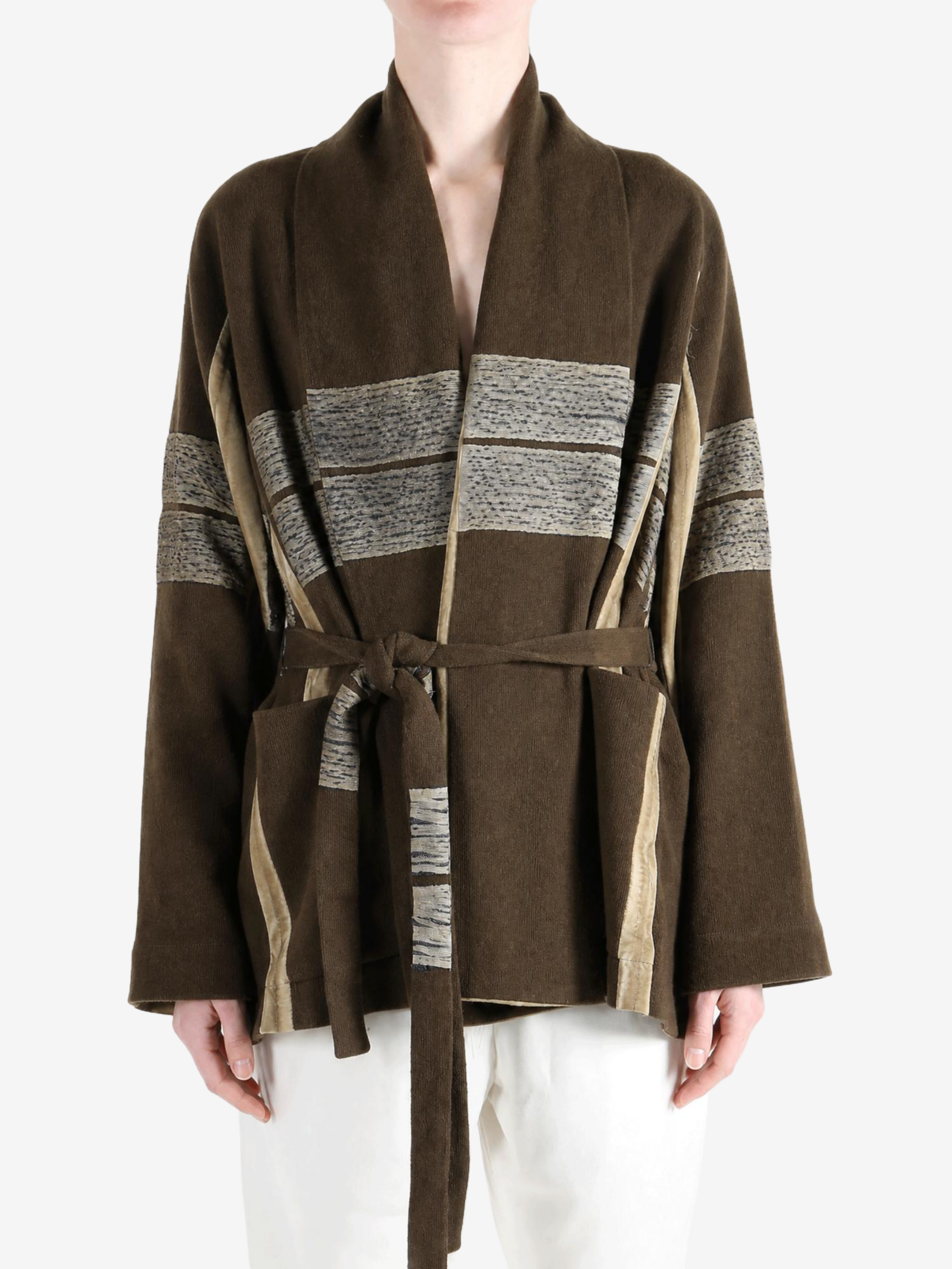 Brown jacket, full body view