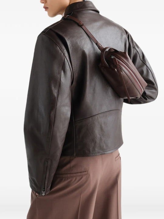 Brown bag worn by a person, showing the bag fit
