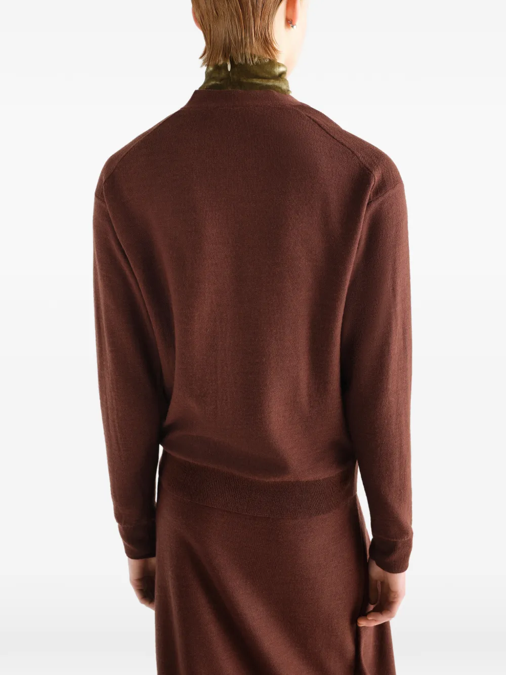 Brown knitwear, full body view