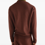 Brown knitwear, full body view