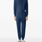 navy hoodie, full body view