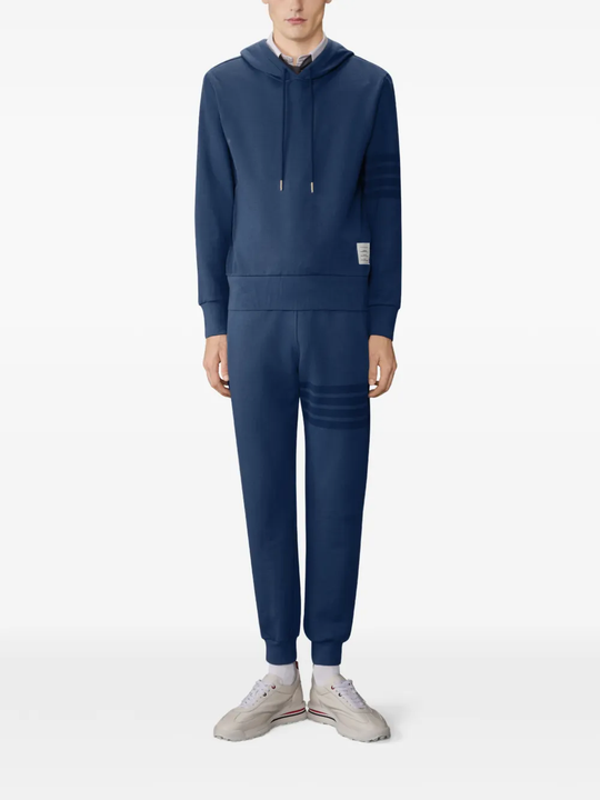 navy hoodie, full body view