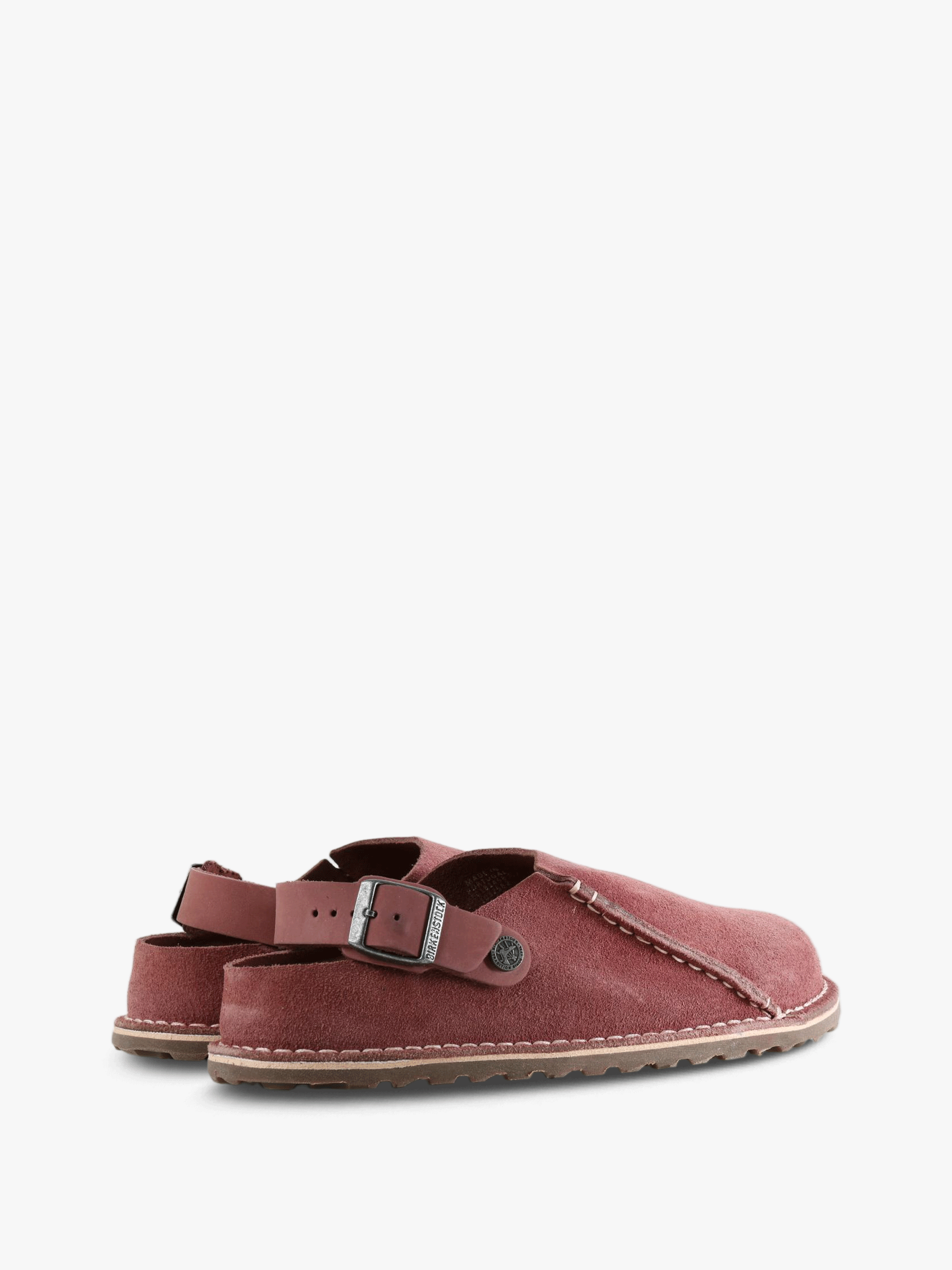 Burgundy sandals, side view