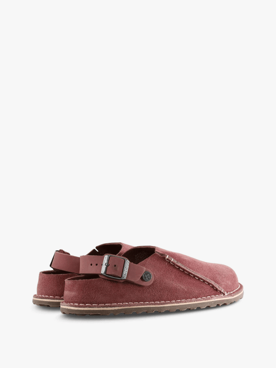Burgundy sandals, side view