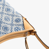 Close up of blue bag , showing texture of the fabric