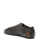 Tan shoes, side view