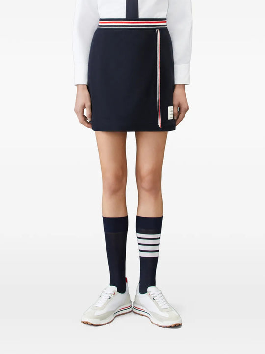 Navy skirt, full body view