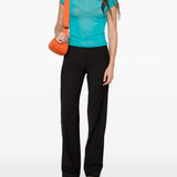 Blue t-shirt, full body view
