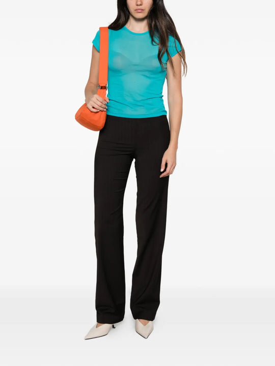 Blue t-shirt, full body view