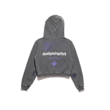 black hoodie, back view