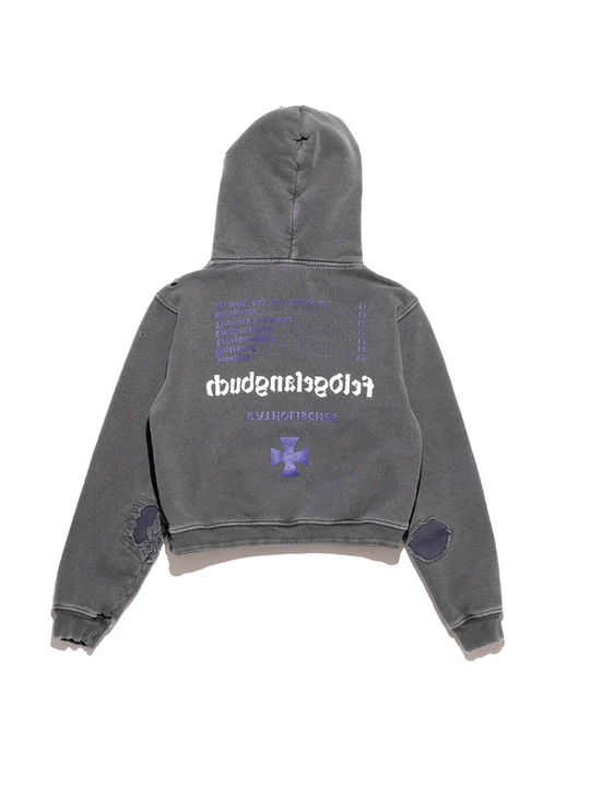 black hoodie, back view