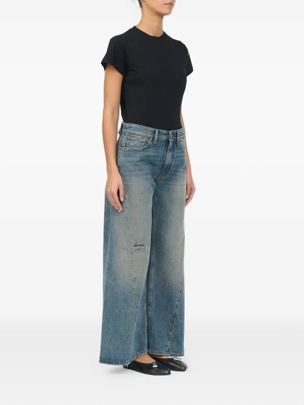 Blue pants, full body view