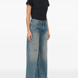 Blue pants, full body view