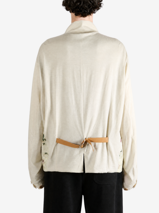 Tan jacket, full body view